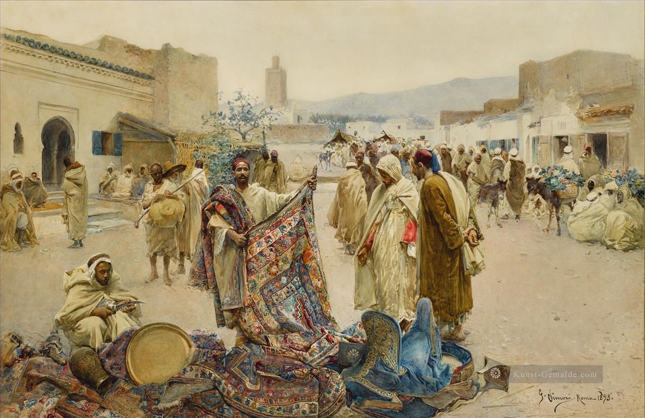 Der Teppichhändler Alphons Leopold Mielich Orientalist Szenen Ölgemälde